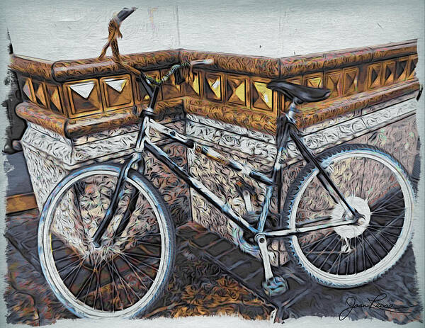 Reno Poster featuring the painting Bicycle leaning on wall by Joan Reese