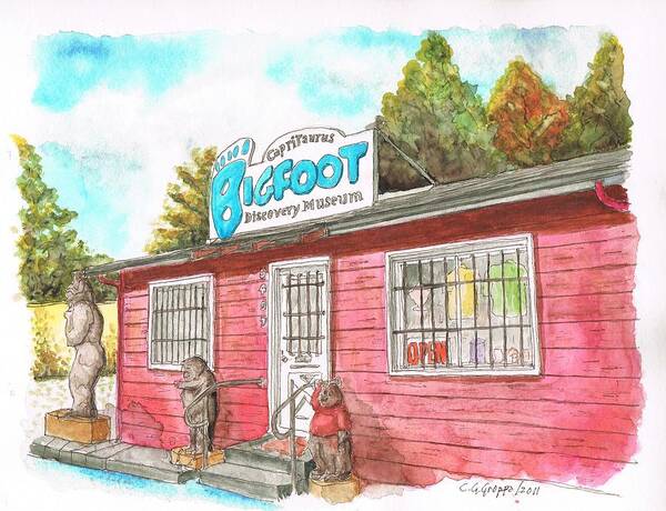 Bigfoot Discovery Museum Poster featuring the painting Bigfoot Discovery Museum, Felton, California by Carlos G Groppa