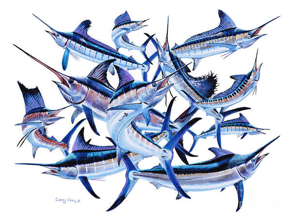 Billfish Poster featuring the painting Bills OFF0044 by Carey Chen