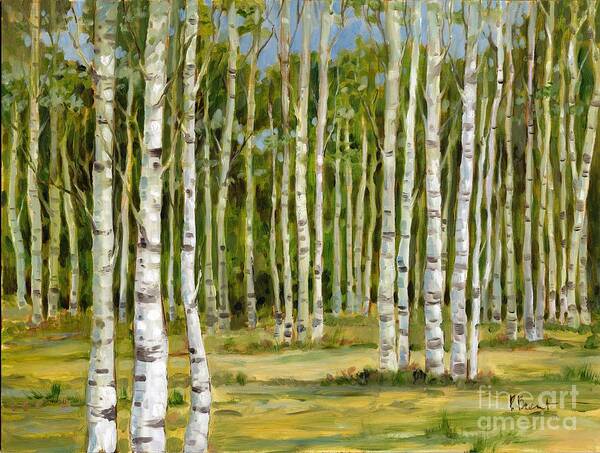 Woods Poster featuring the painting Birch Forest by Paul Brent