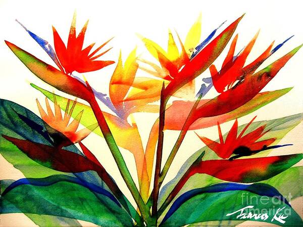 Nature Poster featuring the painting Bird of Paradise by Frances Ku