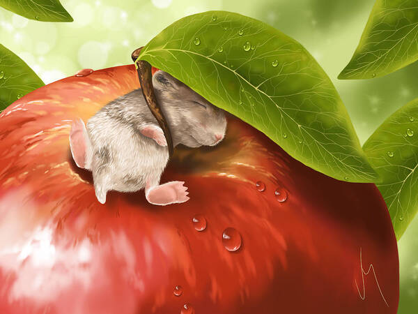 Apple Poster featuring the painting Bliss by Veronica Minozzi