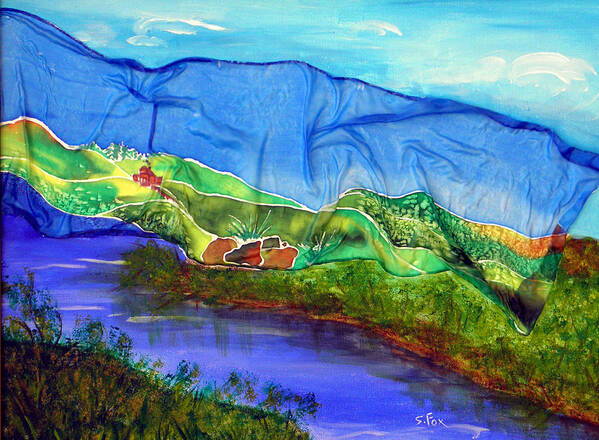 Silk Painting Poster featuring the painting Blue Water Silk by Sandra Fox