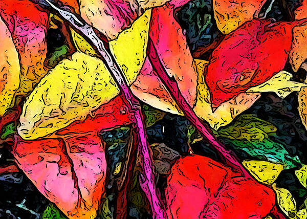 Blueberry Bush Poster featuring the digital art Blueberry Autumn Leaves by Gary Olsen-Hasek