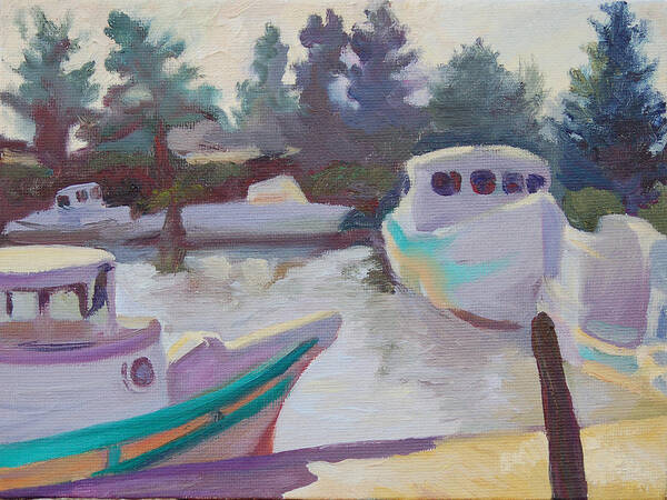 Plein Air Poster featuring the painting Boats of Petaluma by Christine Lytwynczuk