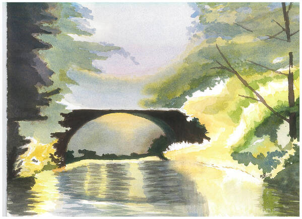 Bridge Poster featuring the painting Bridge in Shadows by David Bartsch