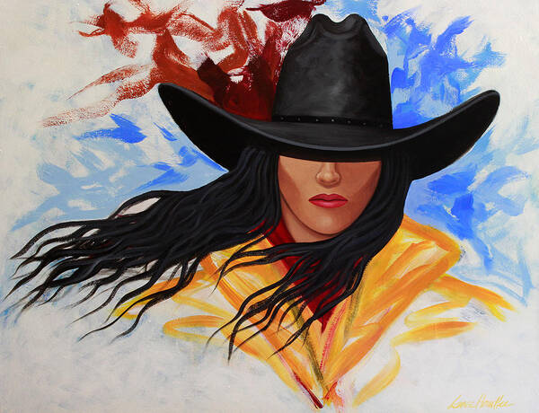 Cowgirl Poster featuring the painting Brushstroke Cowgirl #3 by Lance Headlee