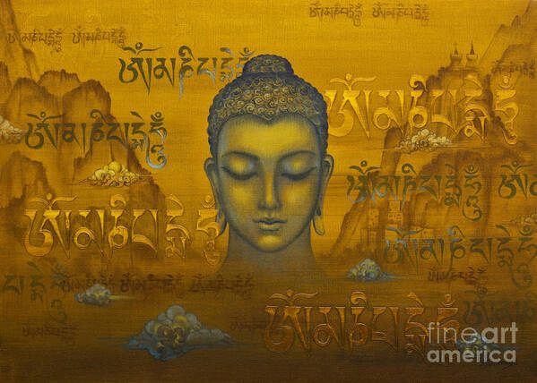 Buddha Poster featuring the painting Buddha. The message by Yuliya Glavnaya