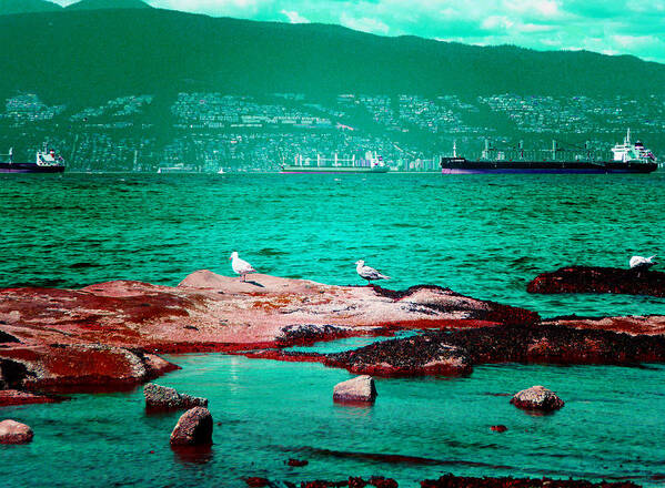 English Bay Poster featuring the photograph Busy Bay 2 by Laurie Tsemak