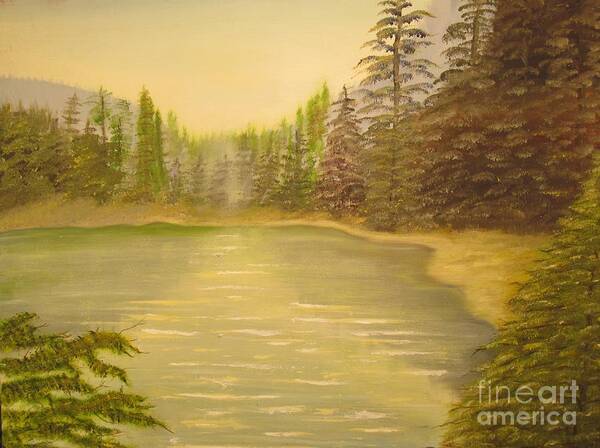 Lake Poster featuring the painting By The Lake - Original Oil Painting by Anthony Morretta