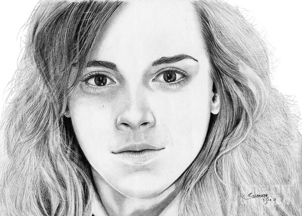 Hermione Poster featuring the drawing Hermione Granger by Suranga Basnagala