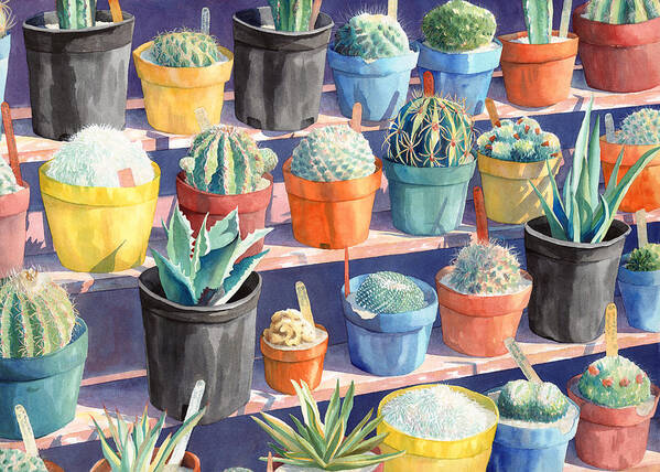 Flowers Poster featuring the painting Cacti Chorusline by Lynda Hoffman-Snodgrass