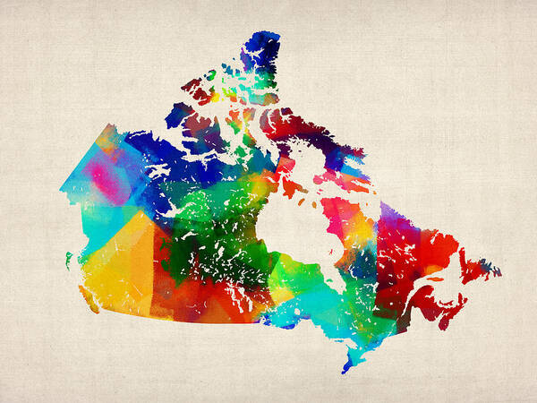 Canada Poster featuring the digital art Canada Rolled Paint Map by Michael Tompsett