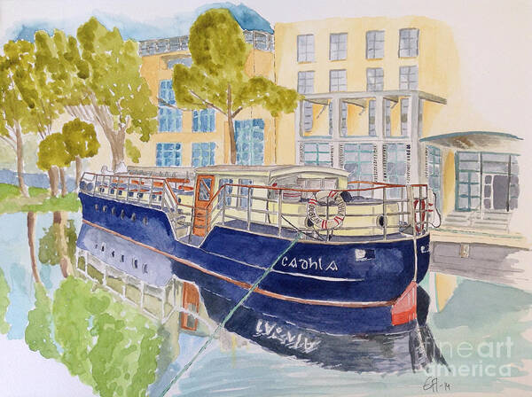 Canal Poster featuring the painting Canal Boat by Eva Ason
