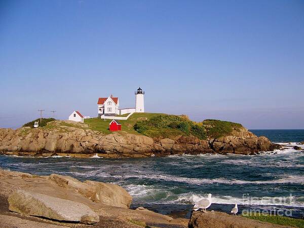 Nubble Lighthouse Poster featuring the photograph Maine Lighthouse by Eunice Miller