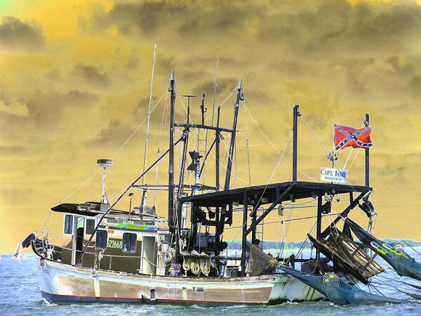 Boat Poster featuring the photograph Capt. Jamie - Shrimp Boat - PhotoPower 01 by Pamela Critchlow