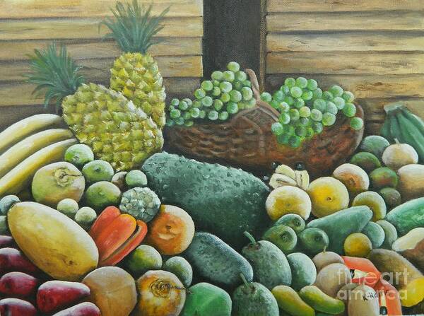 Produce Poster featuring the painting Caribbean Produce by Kenneth Harris