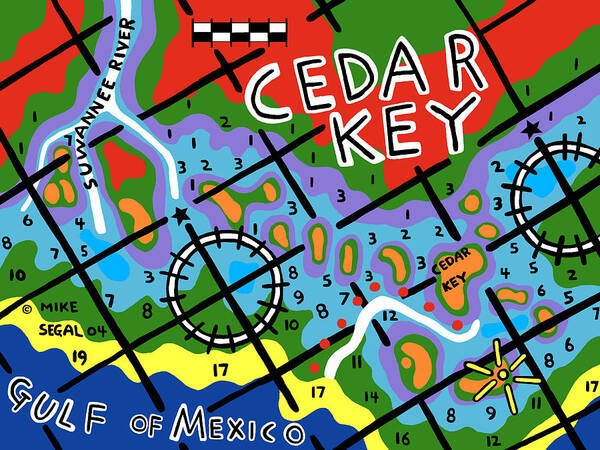 Cedar Key Poster featuring the painting Cedar Key Chart by Mike Segal