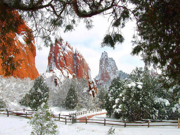 Awe Poster featuring the photograph Central Garden of the Gods after a Fresh Snowfall by John Hoffman