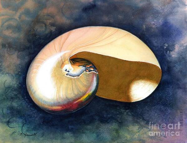 Shell Poster featuring the painting Chambered Nautilus by Barbara Jewell