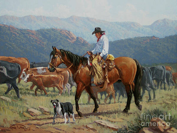 Cowboy Poster featuring the painting Changing Range by Randy Follis