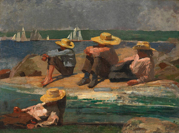 Winslow Homer Poster featuring the painting Children on the Beach by Winslow Homer