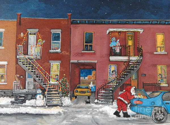 Christmas Poster featuring the painting Christmas in the City by Reb Frost
