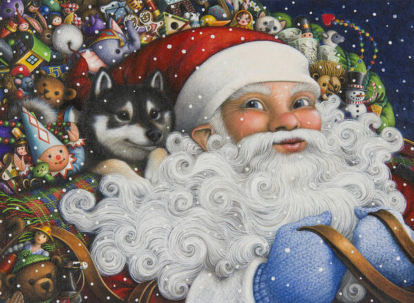 Santa Claus Poster featuring the painting Christmas Stowaway by Lynn Bywaters