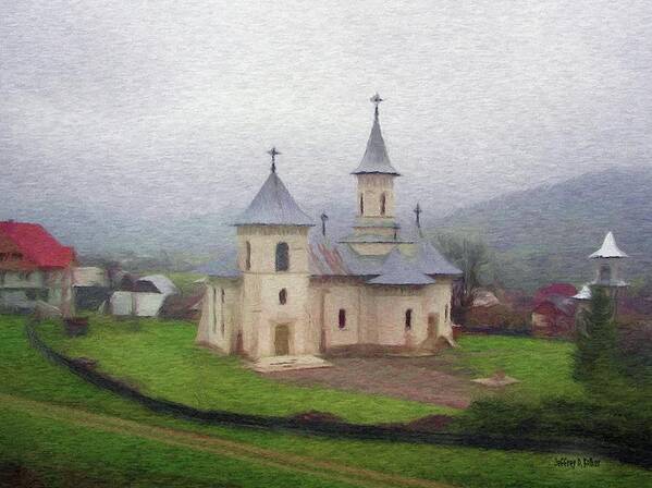Chapel Poster featuring the painting Church in the Mist by Jeffrey Kolker