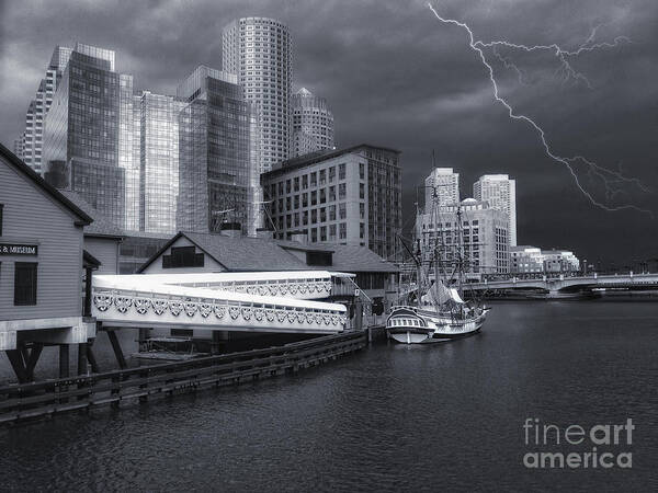 Boston Poster featuring the photograph Cityscape Storm by Gina Cormier