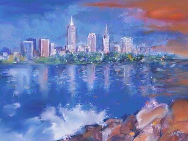 Cleveland Skyline Poster featuring the digital art Cleveland View by Mary Armstrong