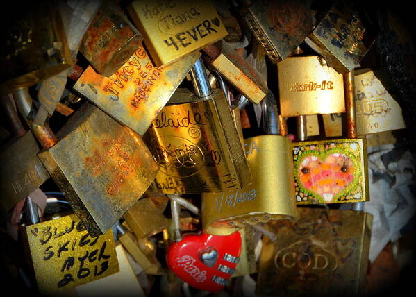 Locks Poster featuring the photograph Close Up of Paris Locks of Love by Carla Parris