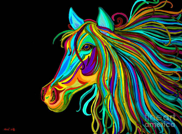Horse Poster featuring the drawing Colorful Horse Head 2 by Nick Gustafson