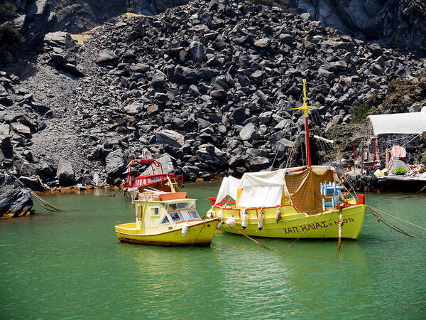 Santorini Poster featuring the photograph Colourful Contrasts by Brenda Kean