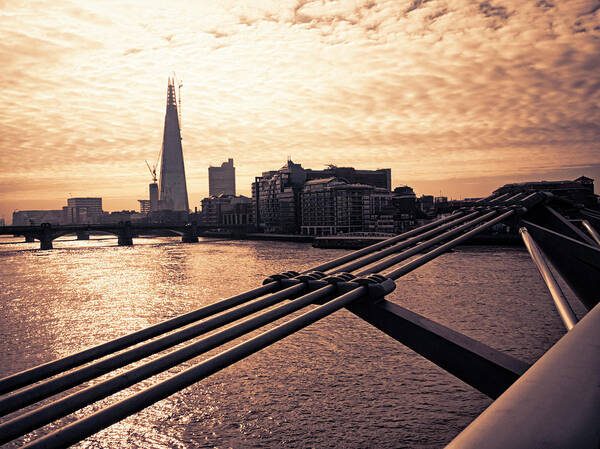 London Millennium Footbridge Poster featuring the photograph Contemporary Bridge In London by Cirano83