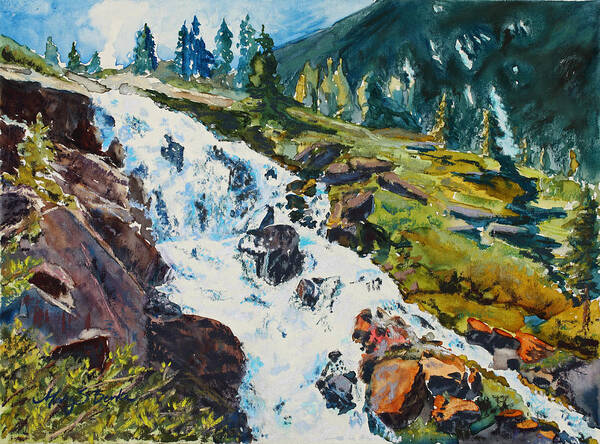 Continental Falls Poster featuring the painting Continental Falls by Mary Benke