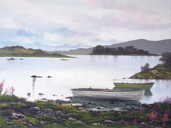 Corrib Poster featuring the painting Corrib Boats by Cathal O malley