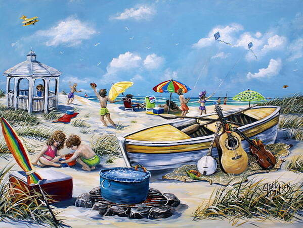 Beach Poster featuring the painting Crab Pickin by Gail Butler