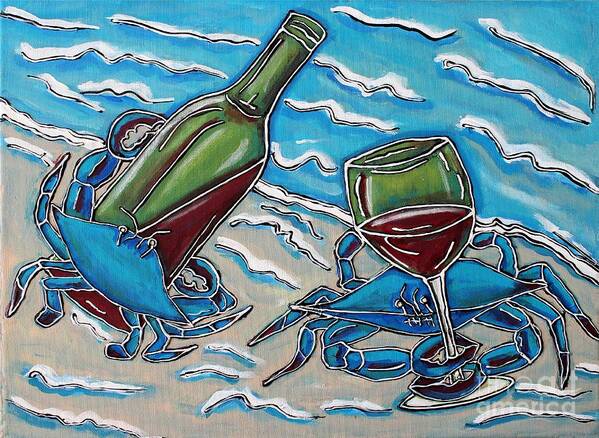 Chesapeake Poster featuring the painting Crab Wine Time by Cynthia Snyder