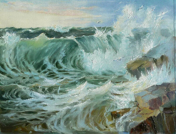 Ocean Poster featuring the painting Crashing Waves by Lori Ippolito