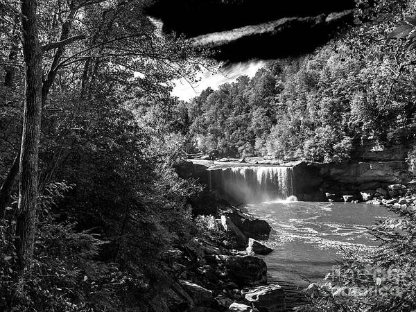 Landscape Poster featuring the photograph Cumberland Falls Seven BW by Ken Frischkorn
