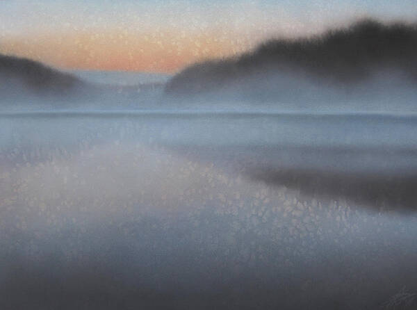 Lake Poster featuring the painting Dawn Parts the Mist by Robin Street-Morris