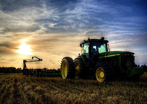 Ag Poster featuring the photograph Deere Sunset by David Zarecor