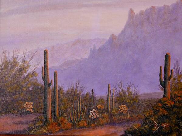 Acrylic Poster featuring the painting Desert Dusk by Ray Nutaitis