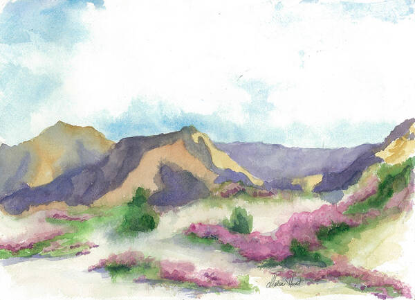 Landscape Poster featuring the painting At Home in the Bloomin' Desert  by Maria Hunt