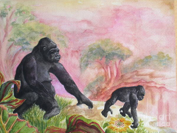 Western Lowland Gorilla Poster featuring the painting Determination by Lynn Maverick Denzer