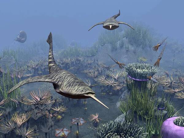 Animal Poster featuring the photograph Devonian sea, artwork by Science Photo Library