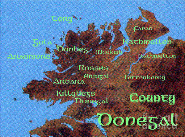 Val Byrne Poster featuring the painting Donegal Place Names by Val Byrne