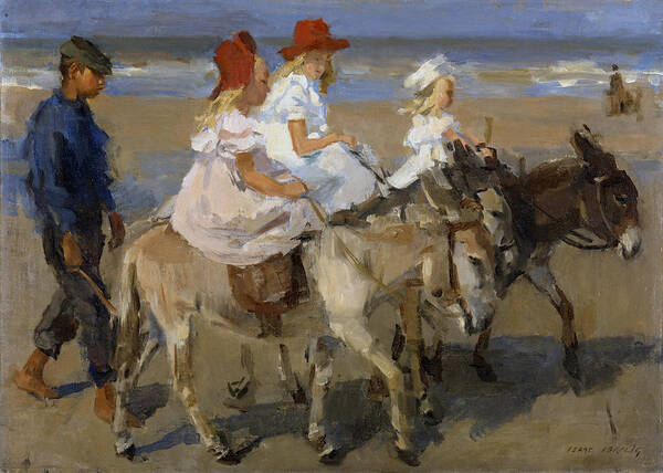 Israels Poster featuring the painting Donkey Rides Along the Beach by Isaac Israels