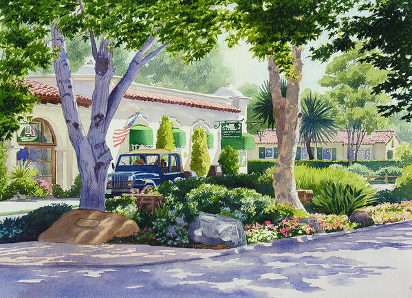 California Poster featuring the painting Downtown Rancho Santa Fe by Mary Helmreich